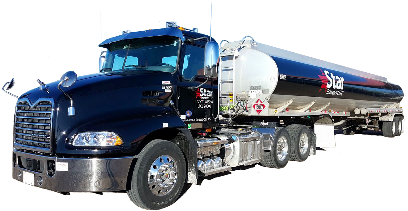 Blue Semi Truckwith Tanker Trailer