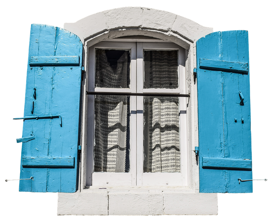 Blue Shutters White Wall Window