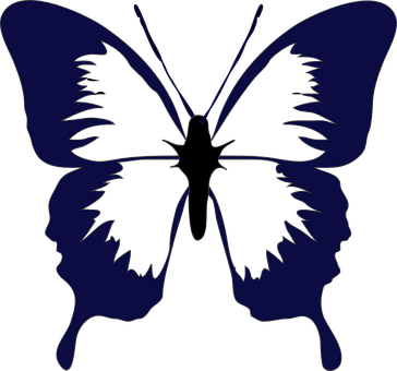 Blue Silhouette Butterfly Faces