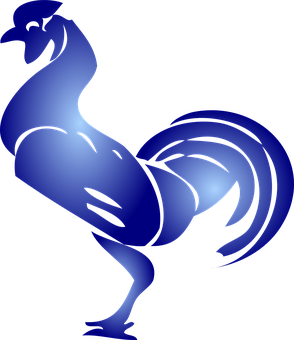 Blue Silhouette Rooster