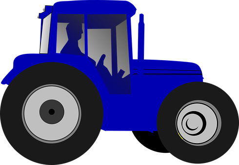 Blue Silhouette Tractor Graphic