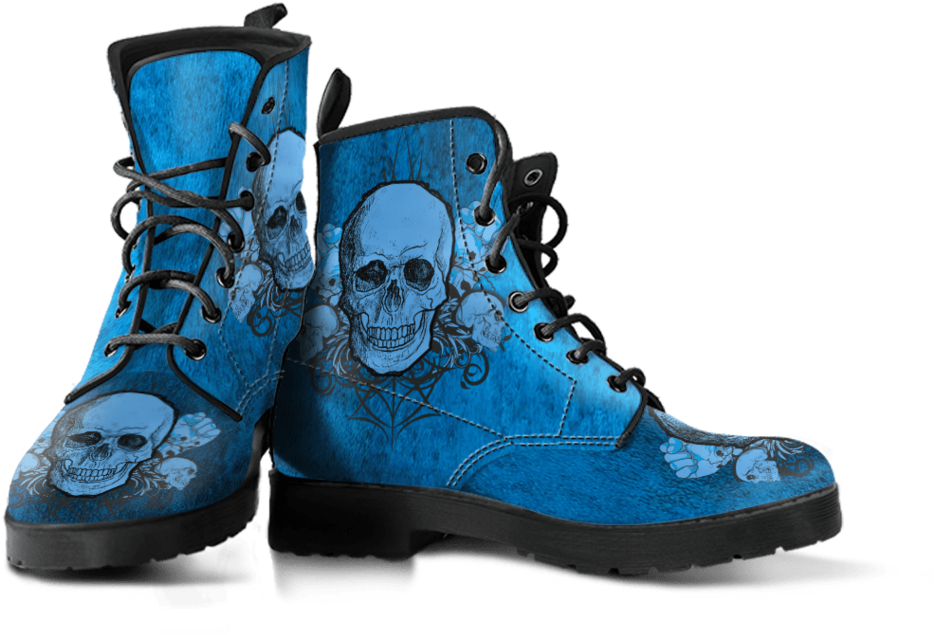 Blue Skull Printed Boots