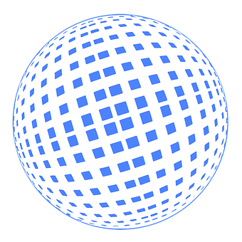 Blue Squares Sphere Illusion