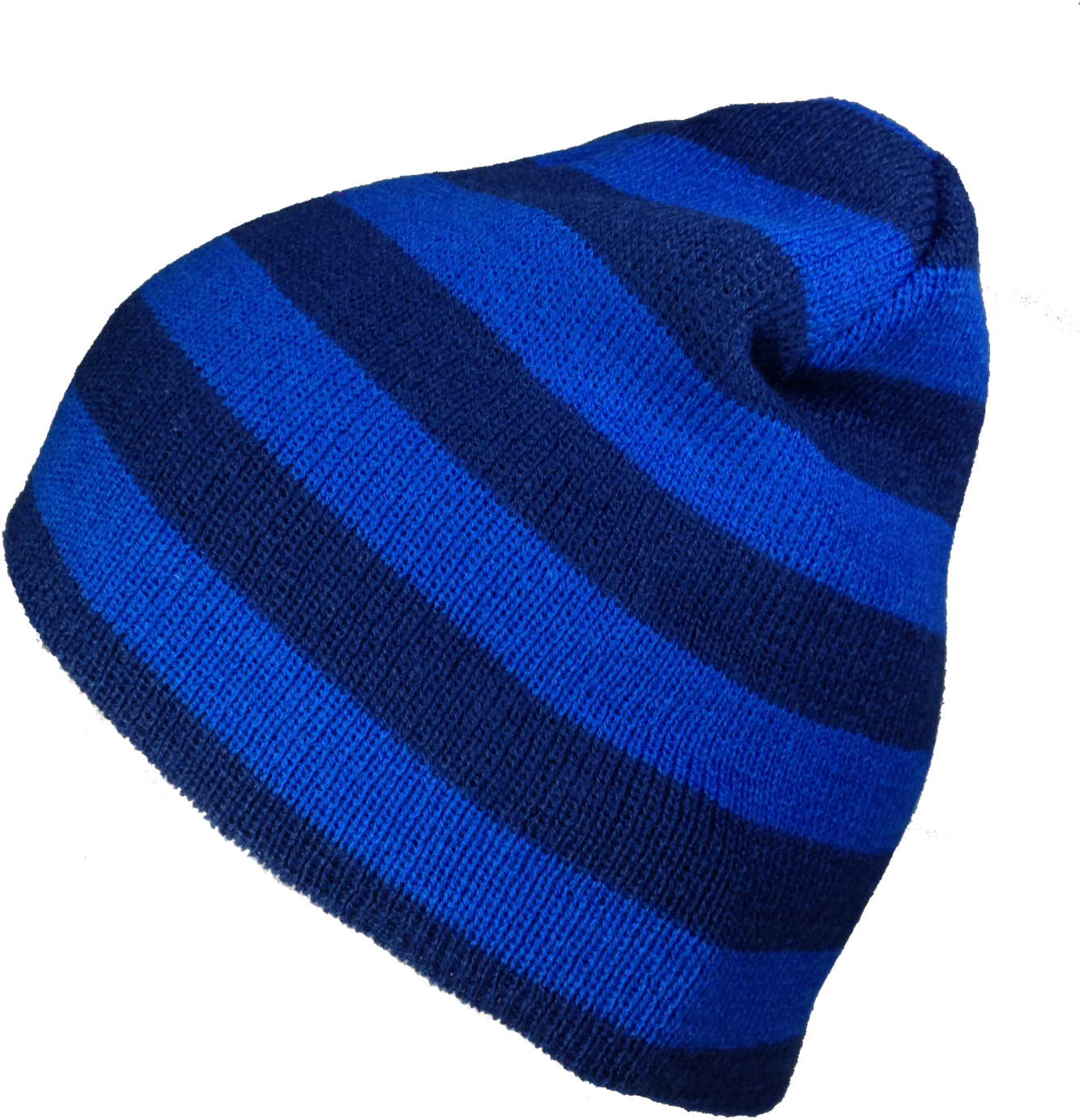 Blue Striped Winter Beanie Hat