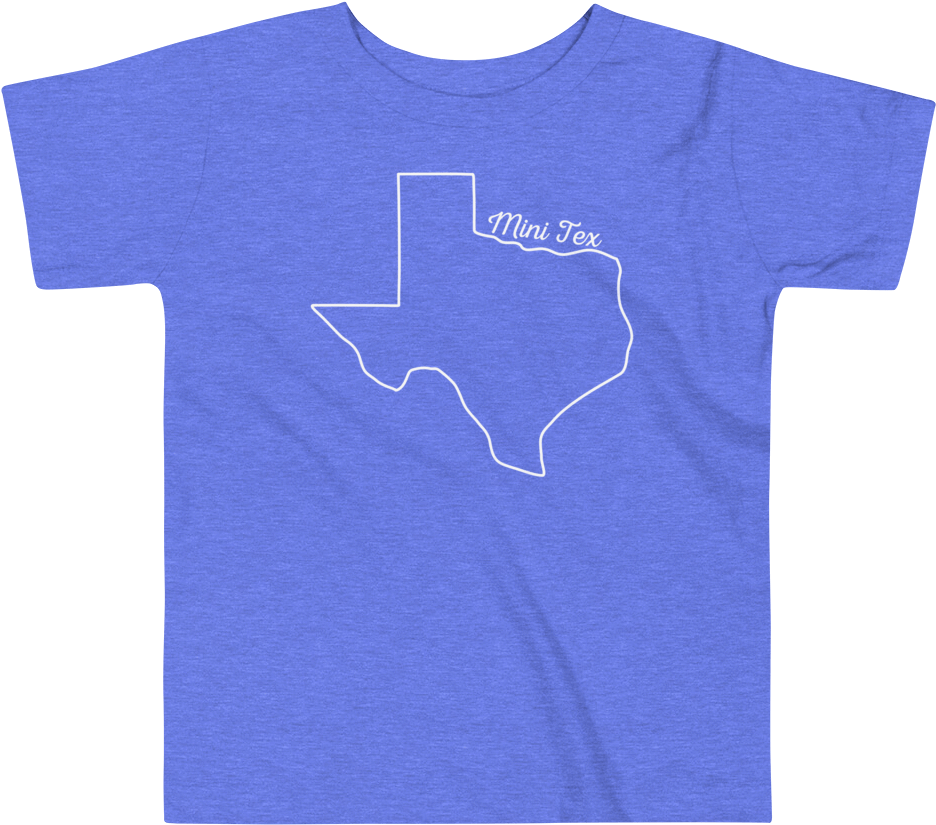 Blue T Shirtwith White Texas Outlineand Mini Tex Text