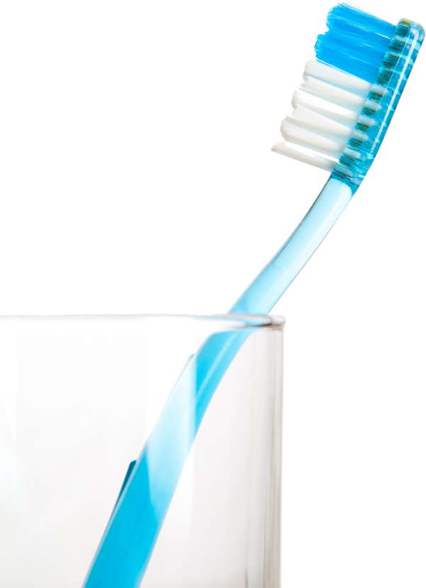 Blue Toothbrush Leaningon Glass