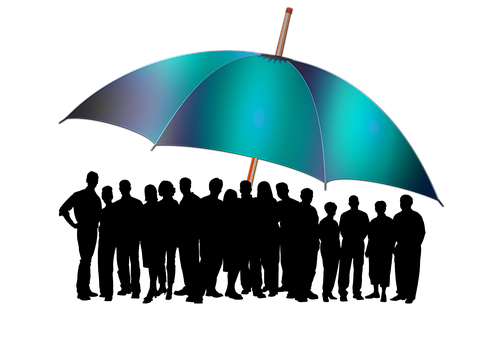 Blue Umbrella Black Background