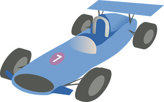 Blue Vintage Racecar Illustration