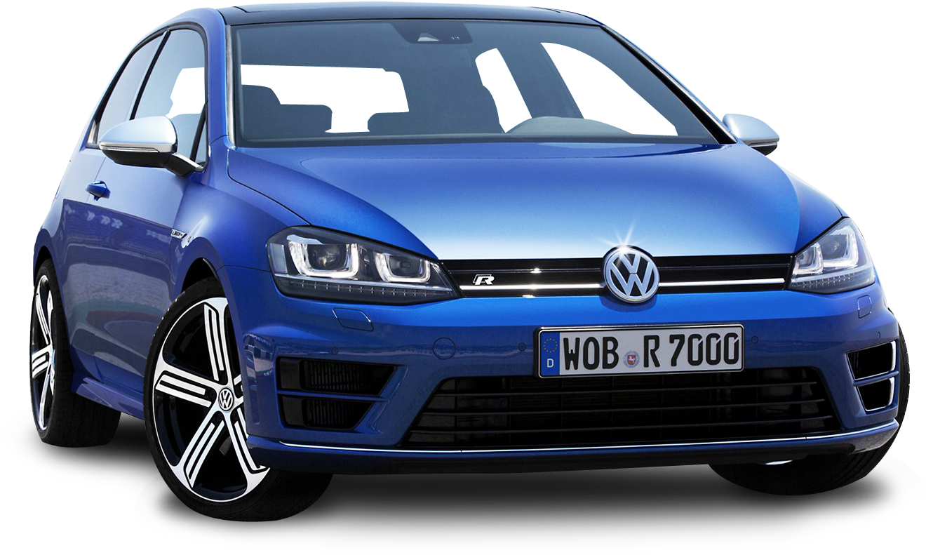 Blue Volkswagen Golf R Front View