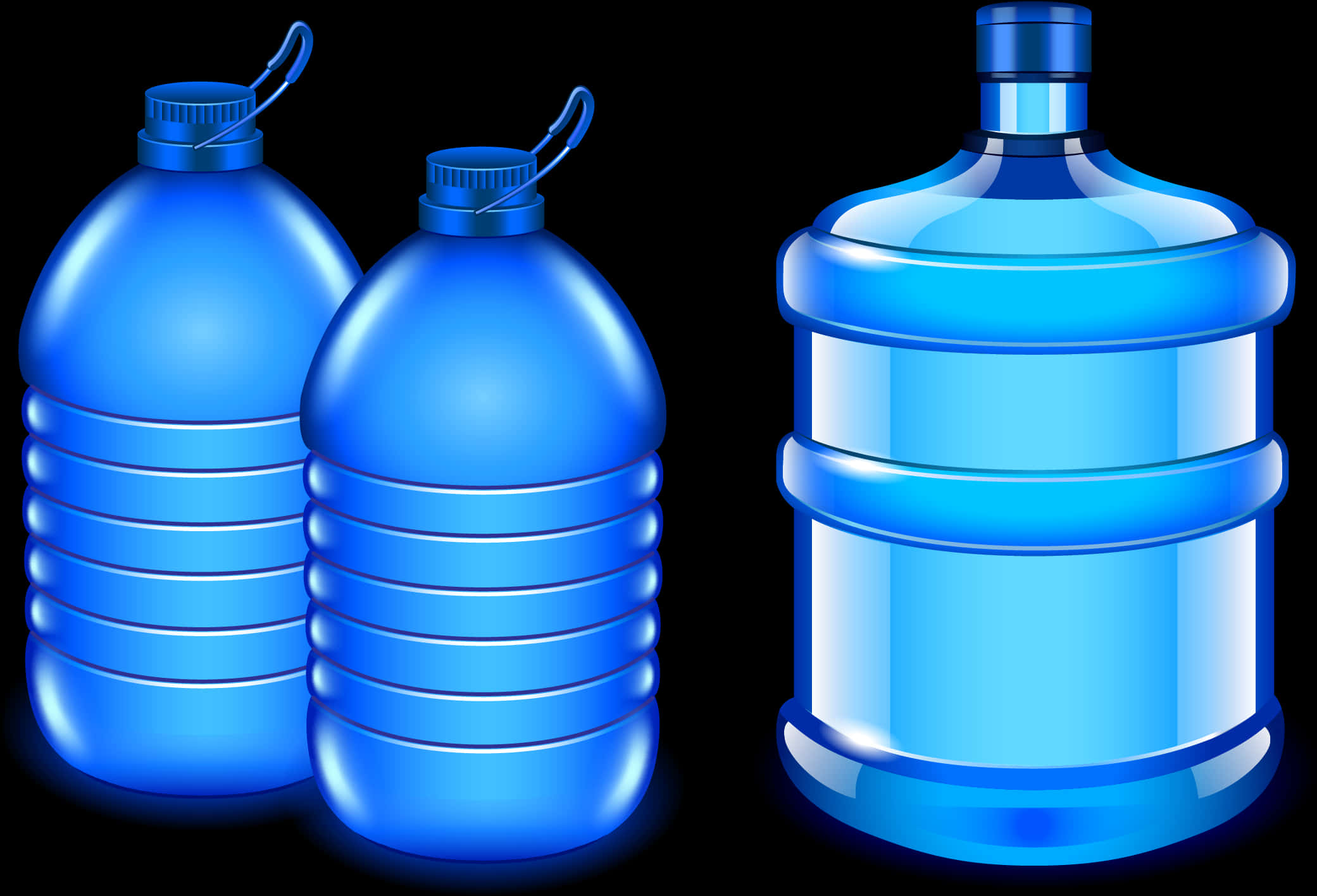 Blue Water Bottles Vector Illustration