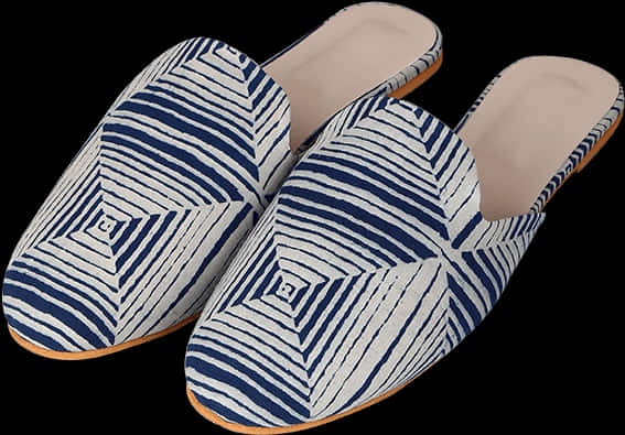 Blue White Geometric Pattern Women Slippers