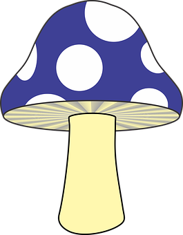 Blueand White Spotted Mushroom Illustration