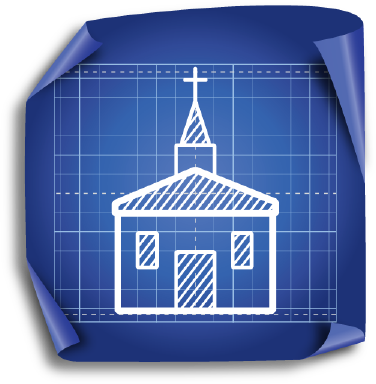 Blueprint Style Church Icon