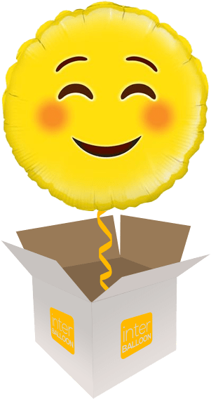 Blushing Emoji Balloon Emerging From Box