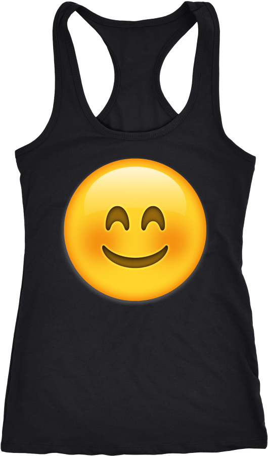 Blushing Emoji Black Tank Top