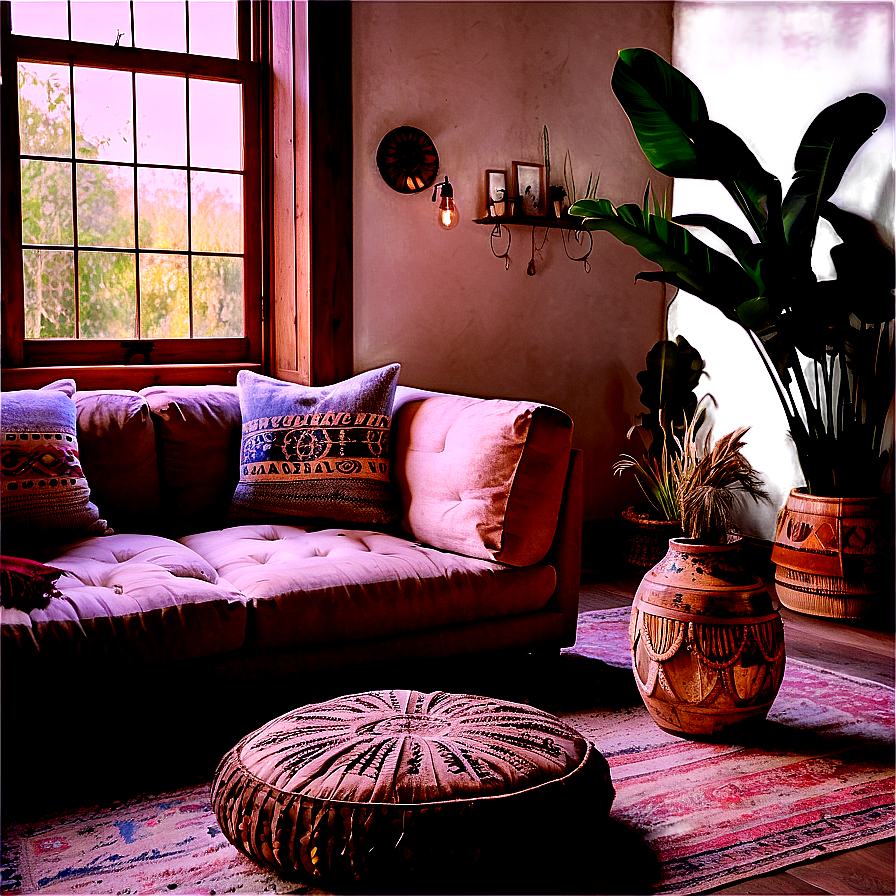 Bohemian Living Room Vibe Png 11