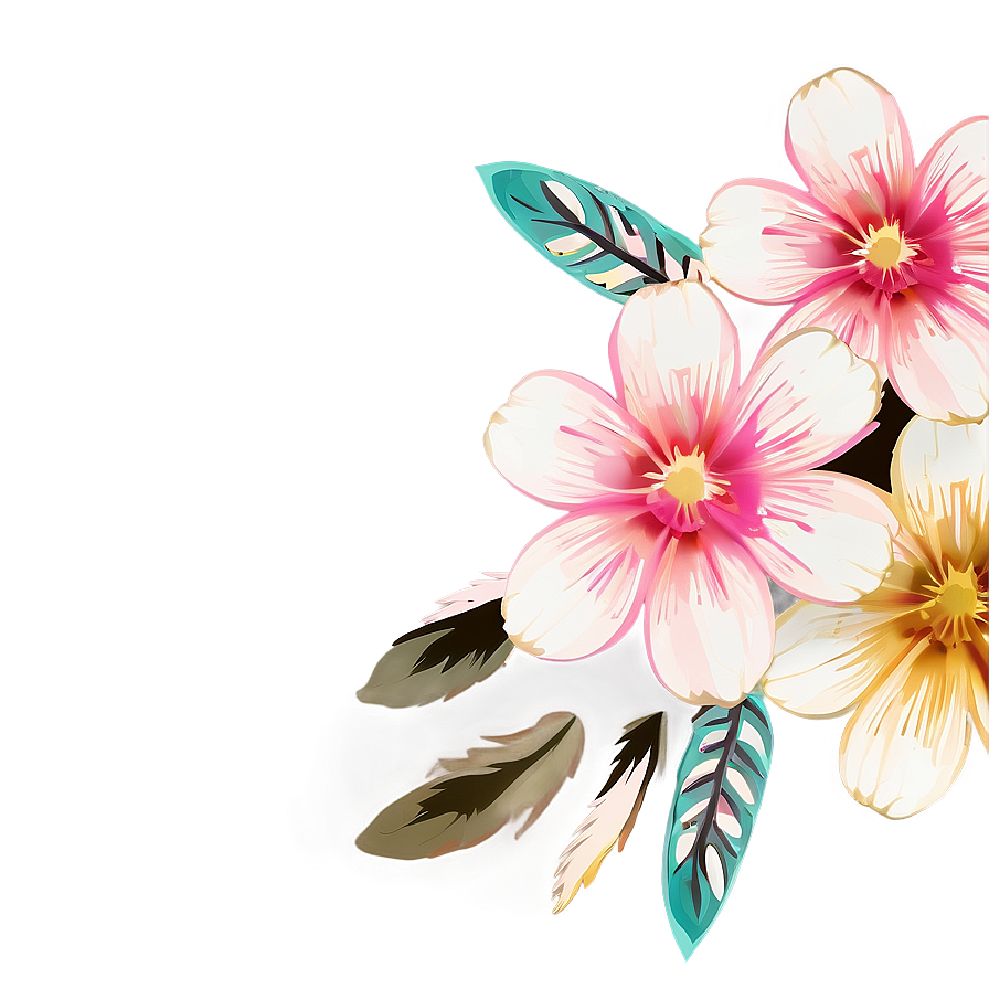 Boho Flowers Clip Png 6