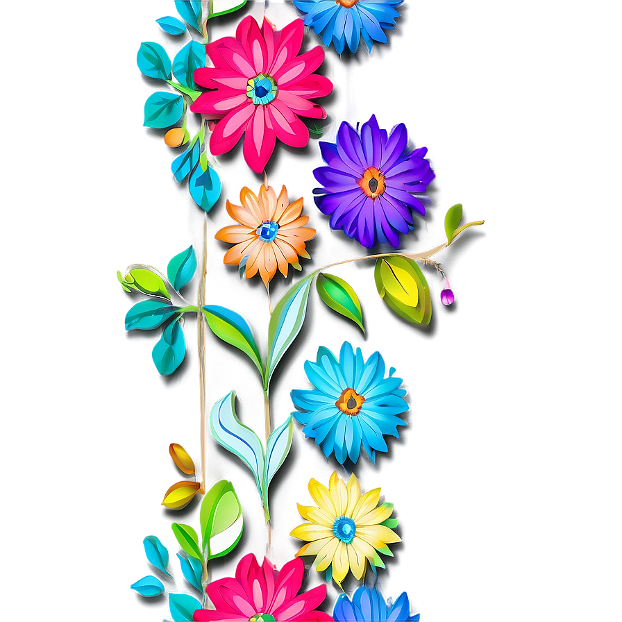 Boho Flowers Mural Png 21