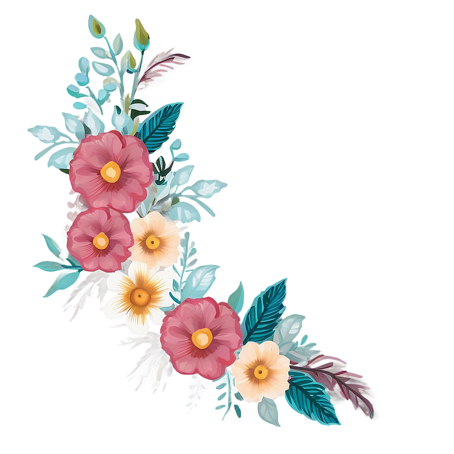 Boho Flowers Mural Png Djf