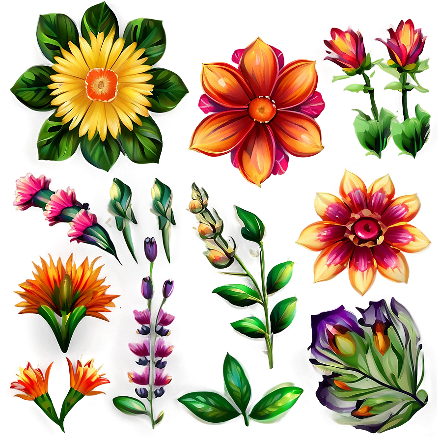 Boho Flowers Set Png Feo