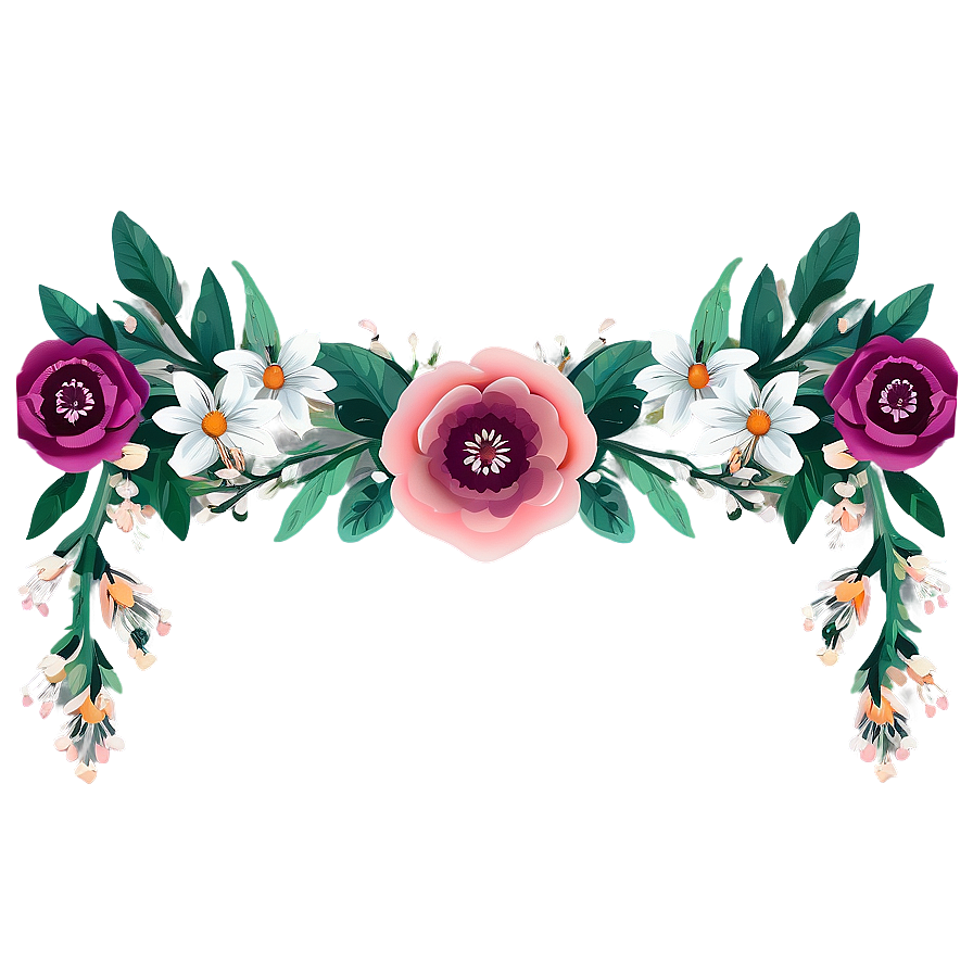 Boho Flowers Wreath Png 77