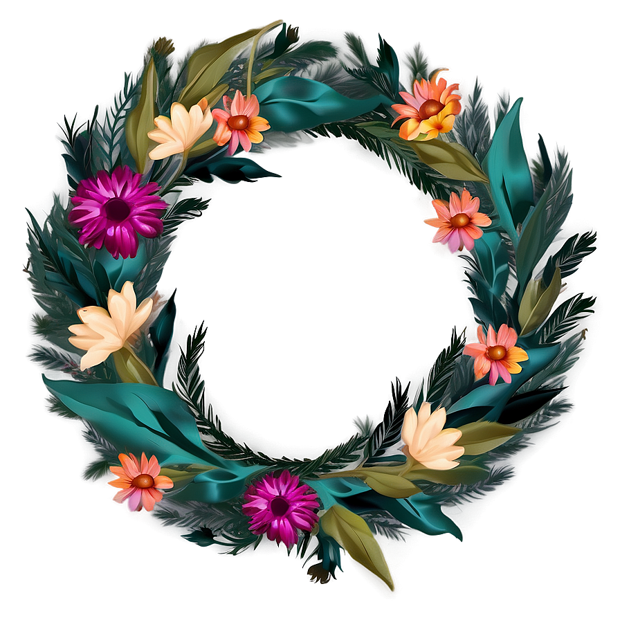 Boho Flowers Wreath Png Dkx97