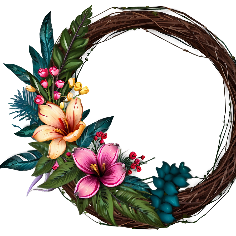 Boho Flowers Wreath Png Yur