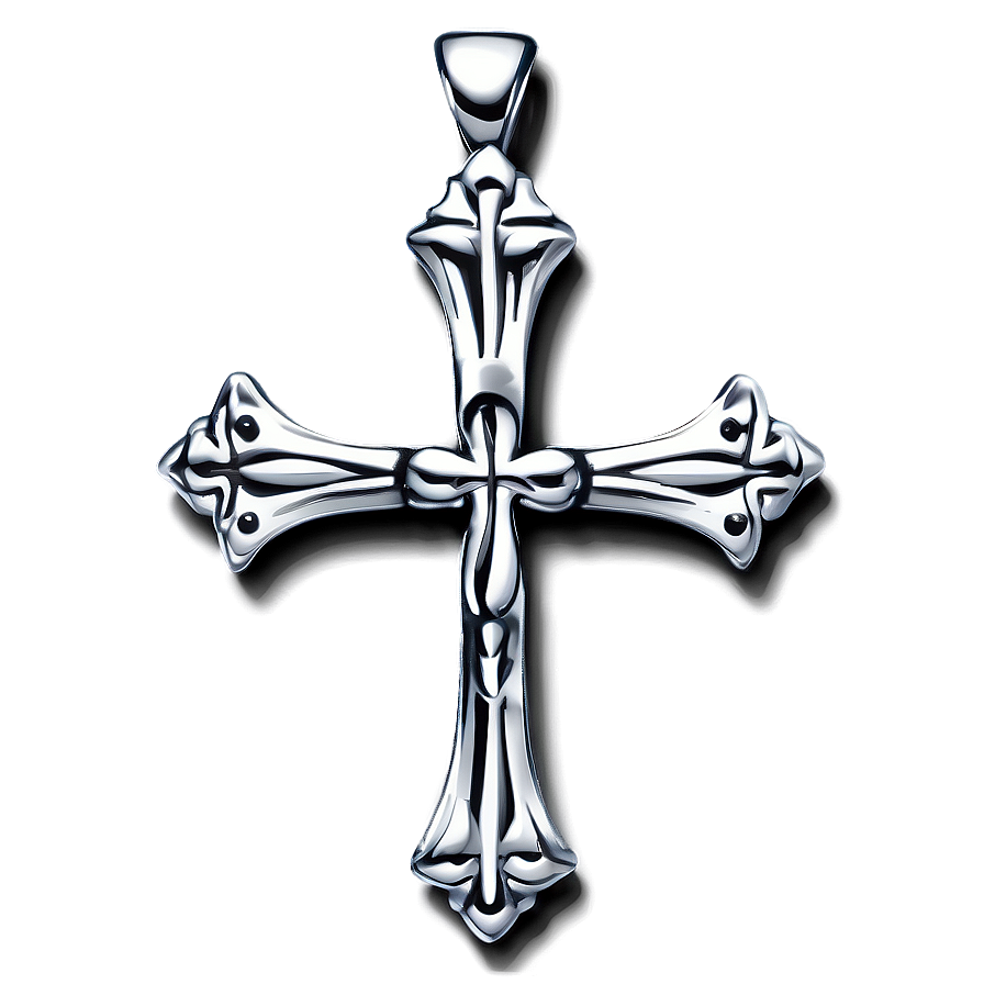 Bold Chrome Heart Cross Art Png Tam23