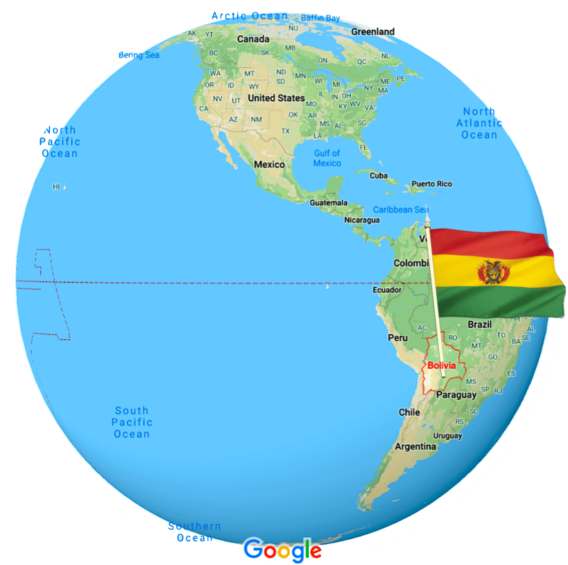 Bolivia Flag Map Overlay