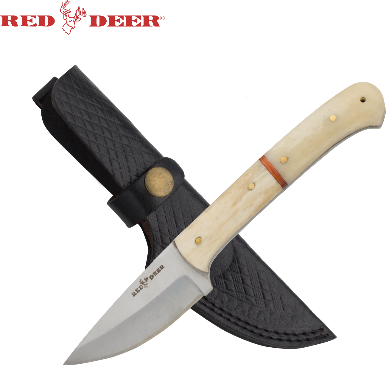 Bone Handle Hunting Knife With Sheath