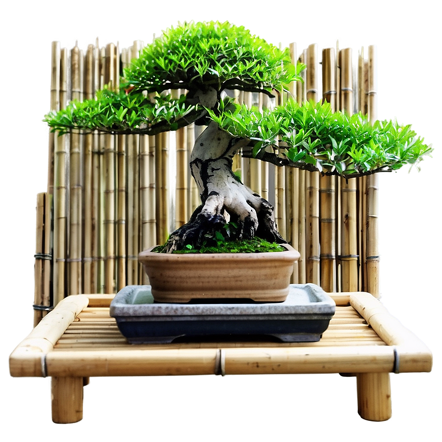 Bonsai Tree With Bamboo Png Uin21