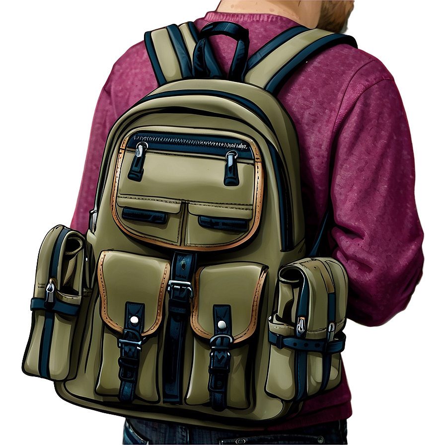 Book Bag With Side Pockets Utility Png Iuu