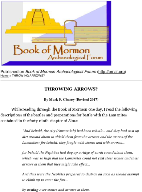 Bookof Mormon Archaeological Forum Flyer