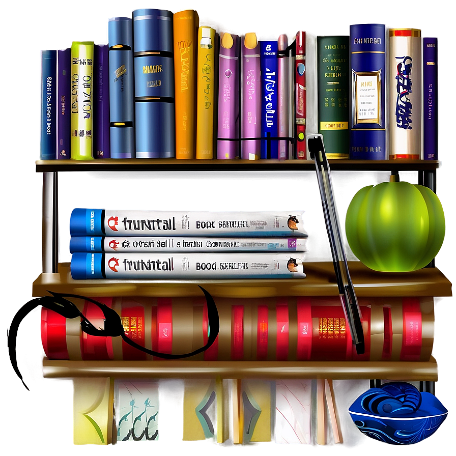 Books On Wall Shelf Png 74