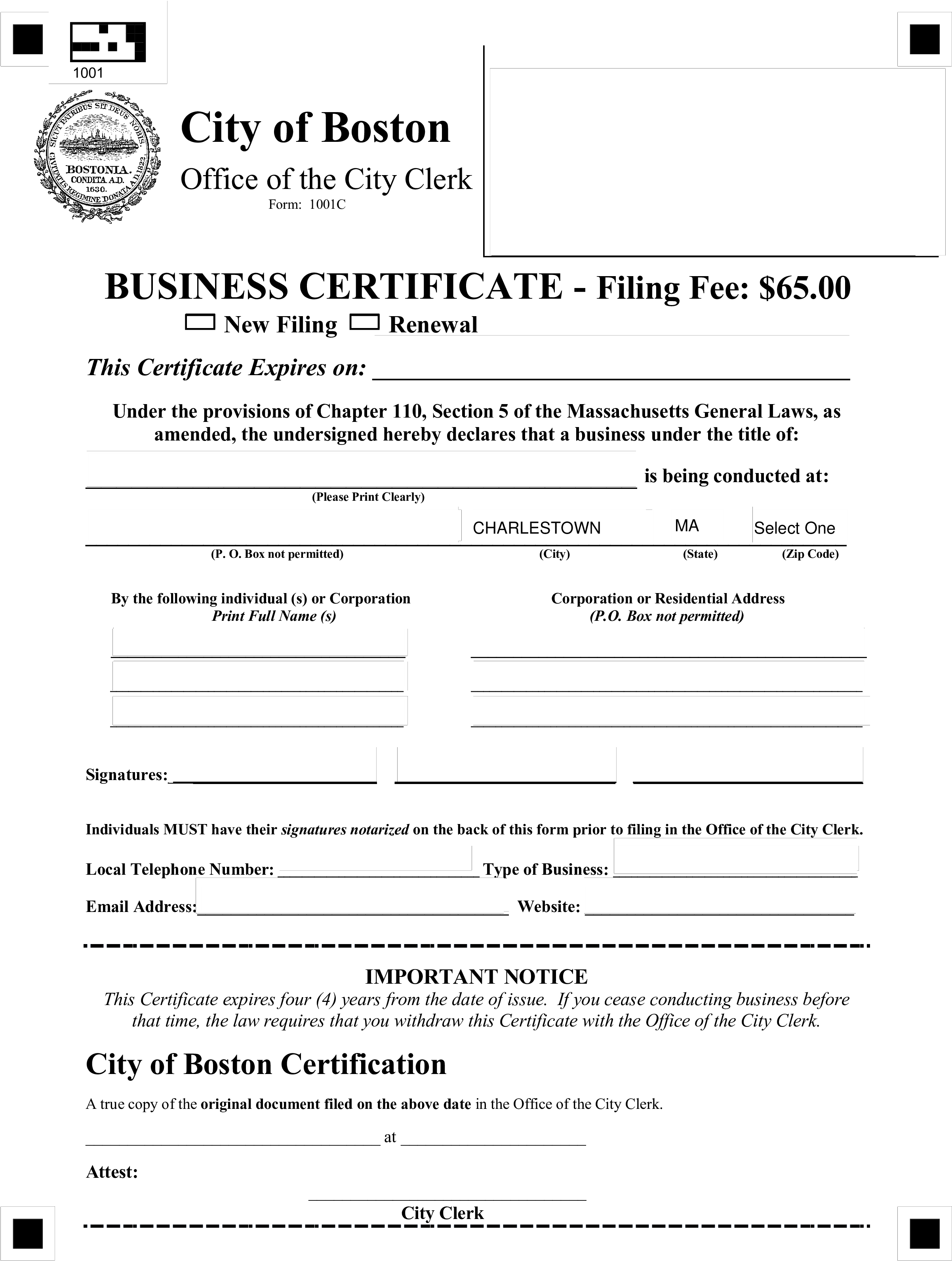 Boston Business Certificate Template