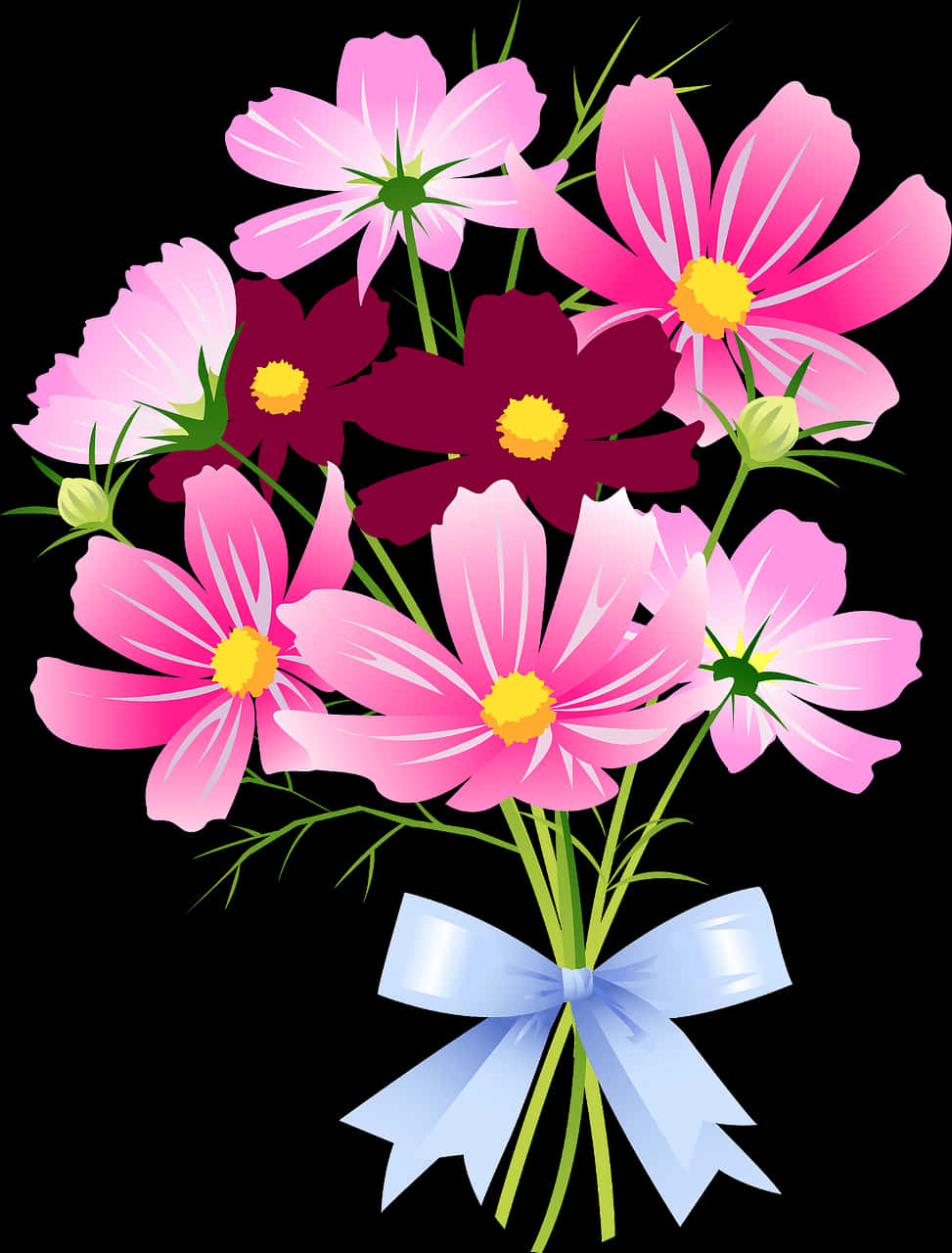 Bouquetof Pink Daisies Illustration