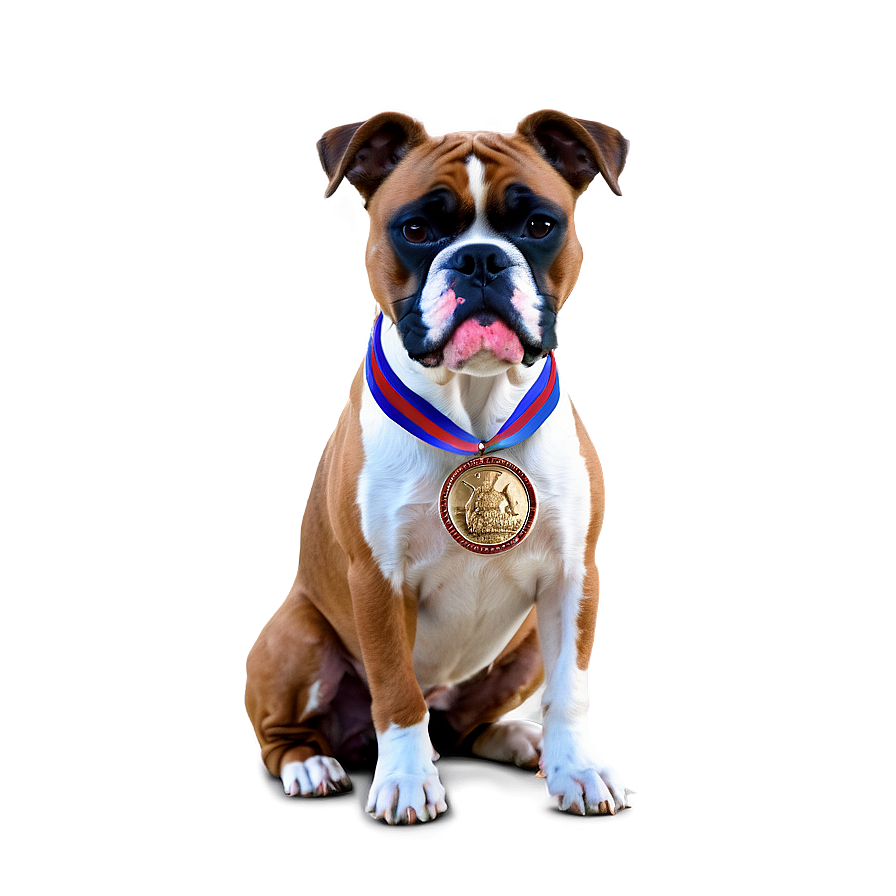 Boxer Dog With Medal Png 36