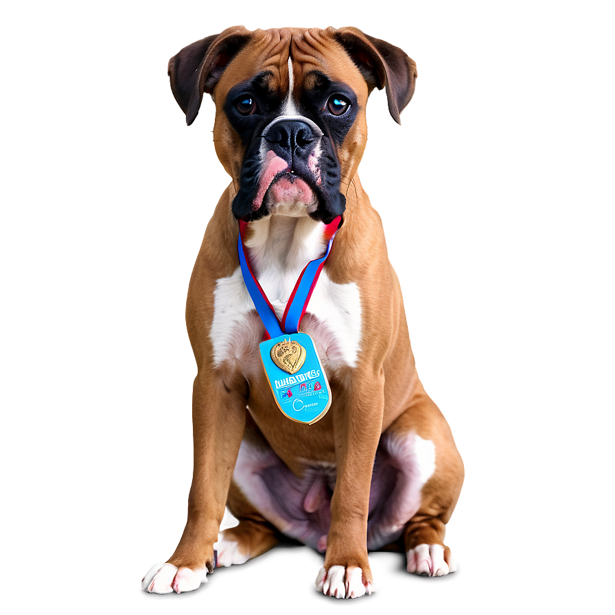 Boxer Dog With Medal Png Bpy