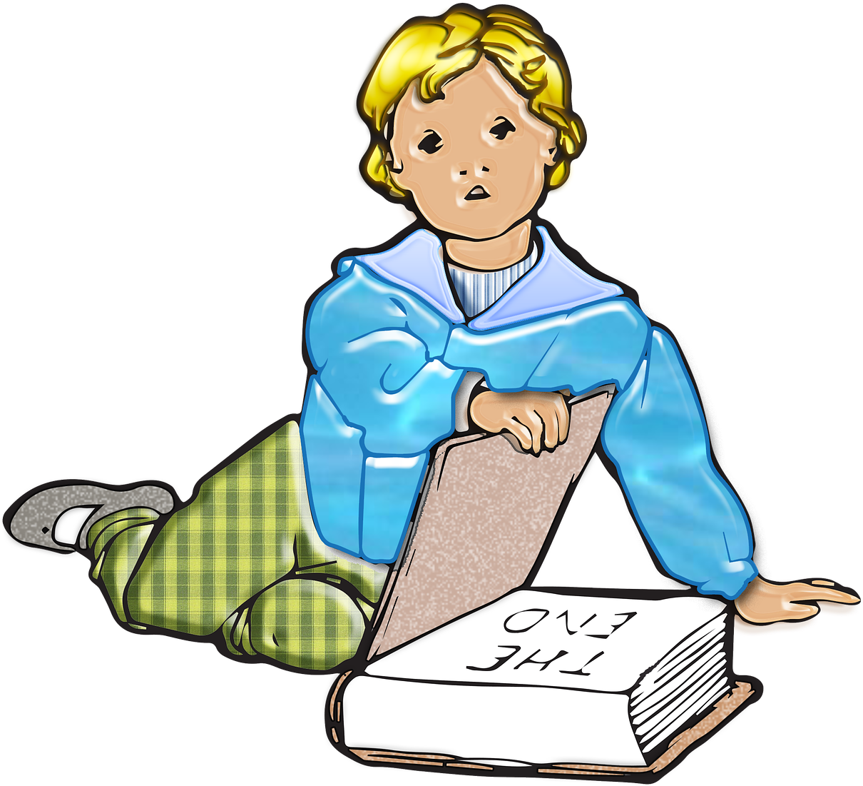 Boy Reading Giant Book