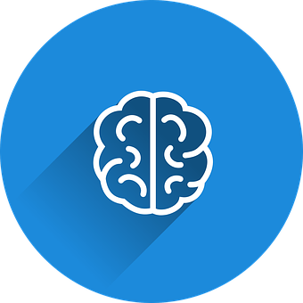 Brain Icon Blue Background