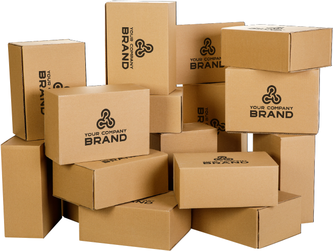 Branded Cardboard Boxes Stacked