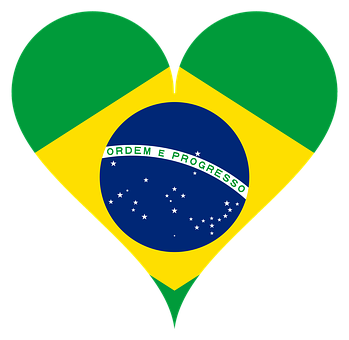 Brazilian Flag Heart Shaped Graphic