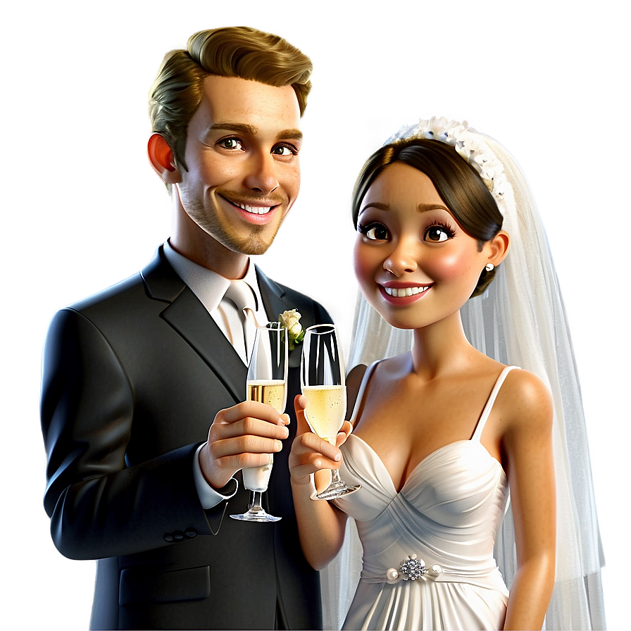 Bride And Groom Champagne Toast Png Vml