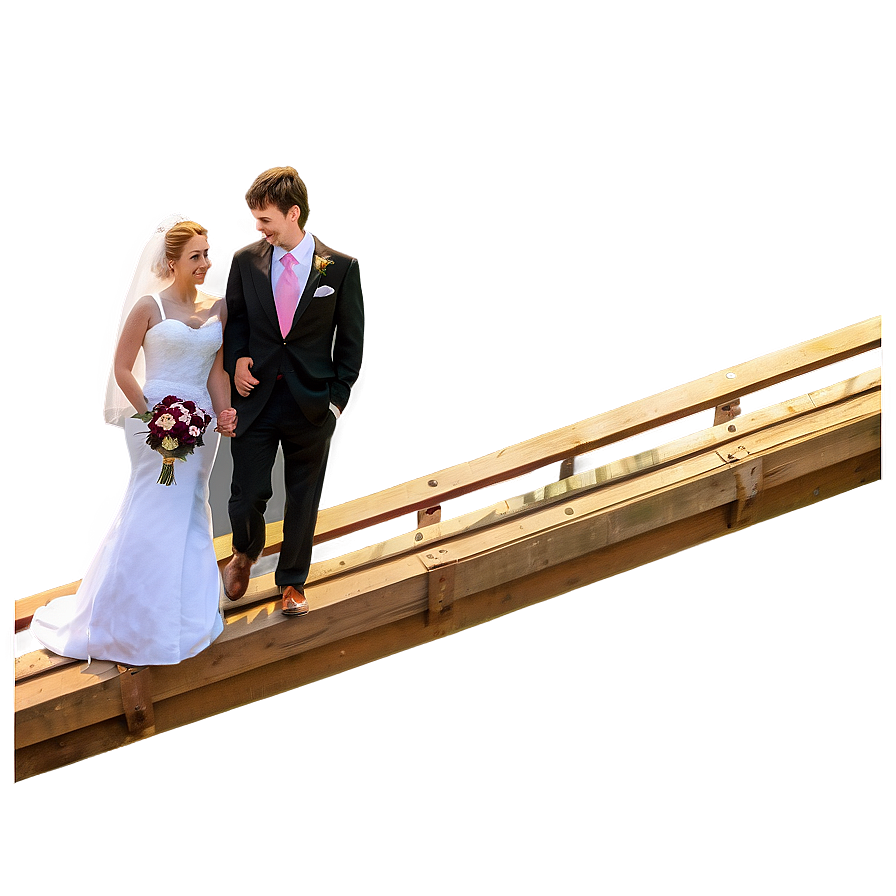 Bride And Groom On Bridge Png 06262024