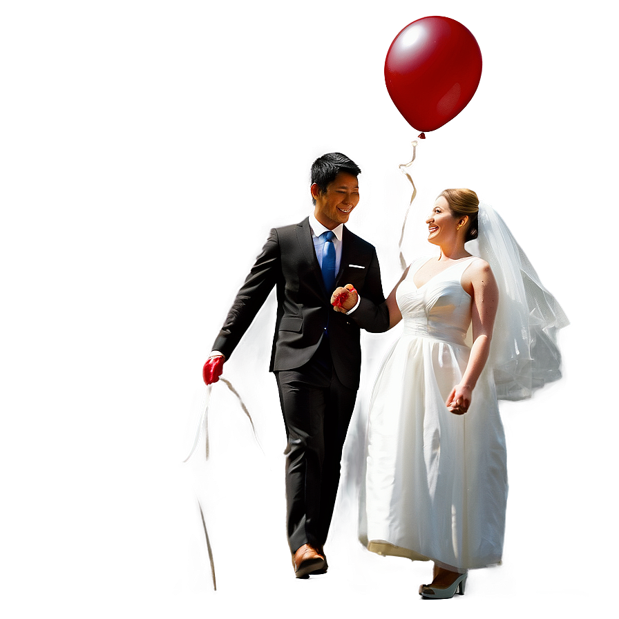 Bride And Groom With Balloons Png Huo27