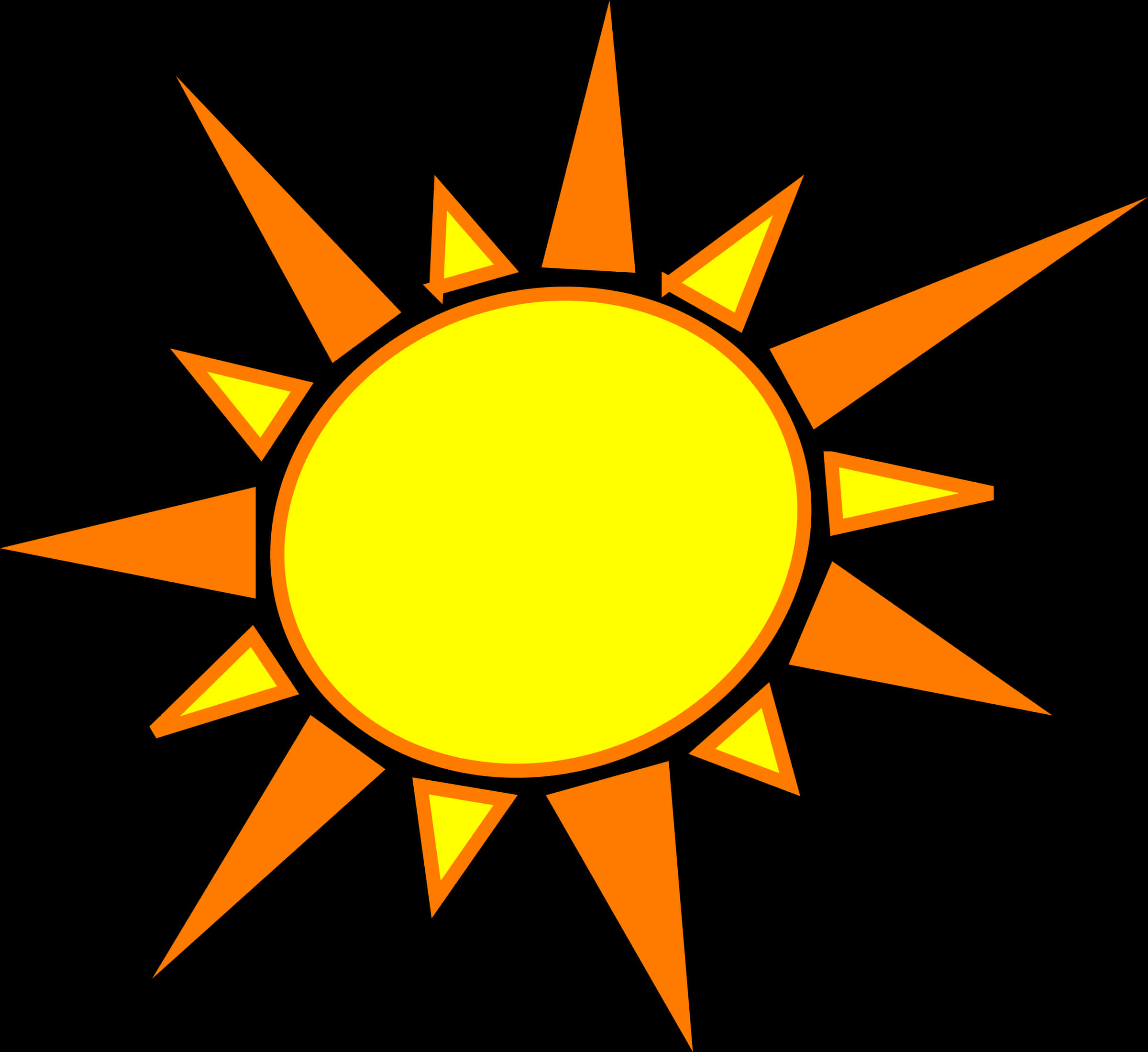 Bright Cartoon Sun Transparent Background