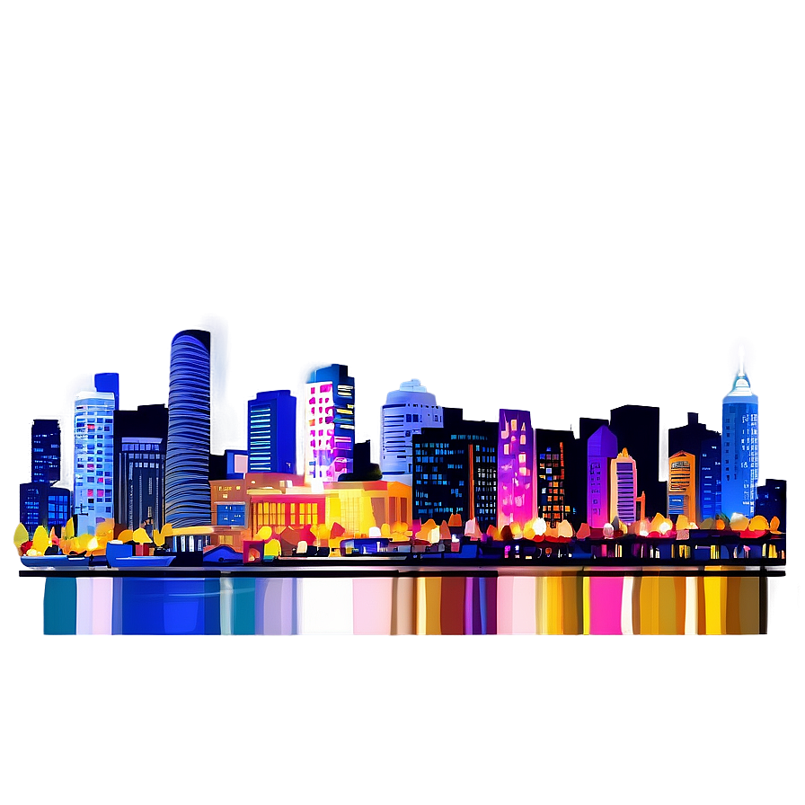 Bright City Lights At Night Landscape Png 06232024