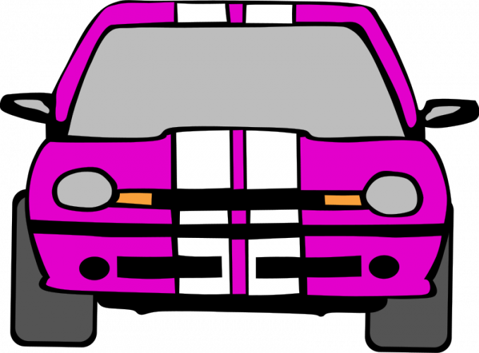 Bright Pink Car Front Illustration