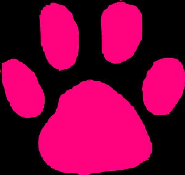 Bright Pink Paw Printon Black Background