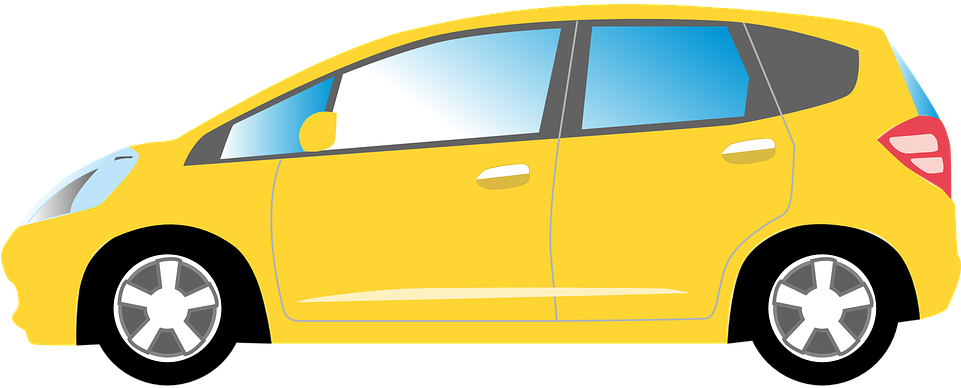 Bright Yellow Hatchback Car